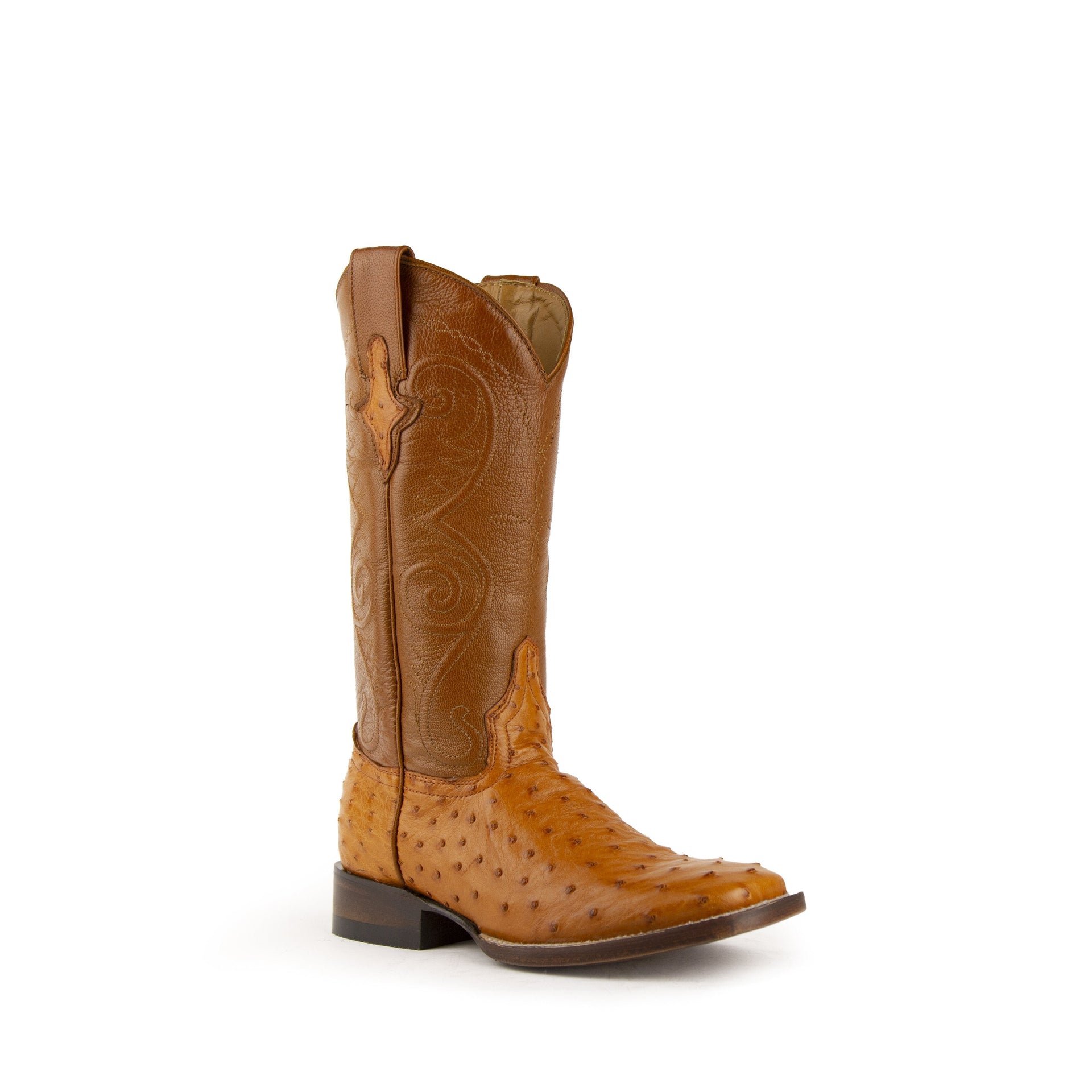 Women's Ferrini Colt Full Quill Ostrich Boots Handcrafted Cognac - yeehawcowboy