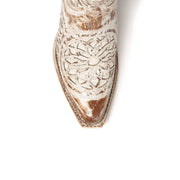 Women's Ferrini Mandala Leather Boots Handcrafted Shabby Chic Brown - yeehawcowboy