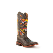 Women's Ferrini Aztec Cowgirl Leather Boots Handcrafted Charcoal - yeehawcowboy
