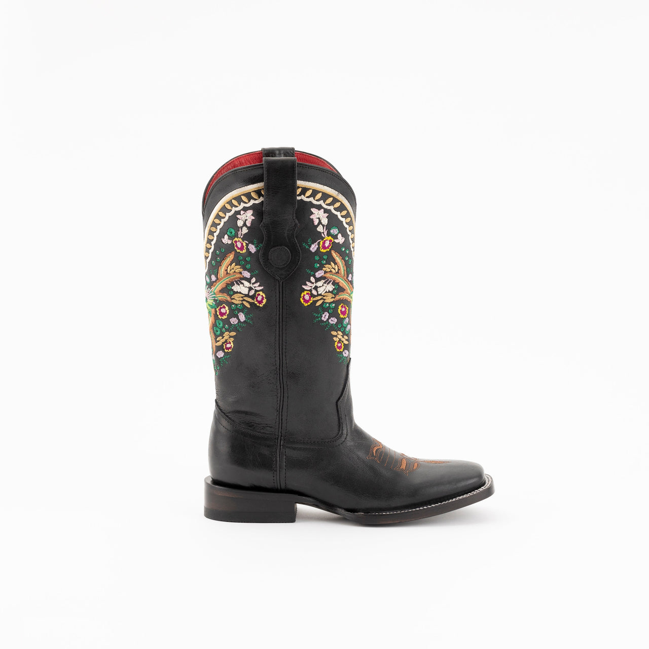 Women's Ferrini Flora Leather Boots Handcrafted Black - yeehawcowboy