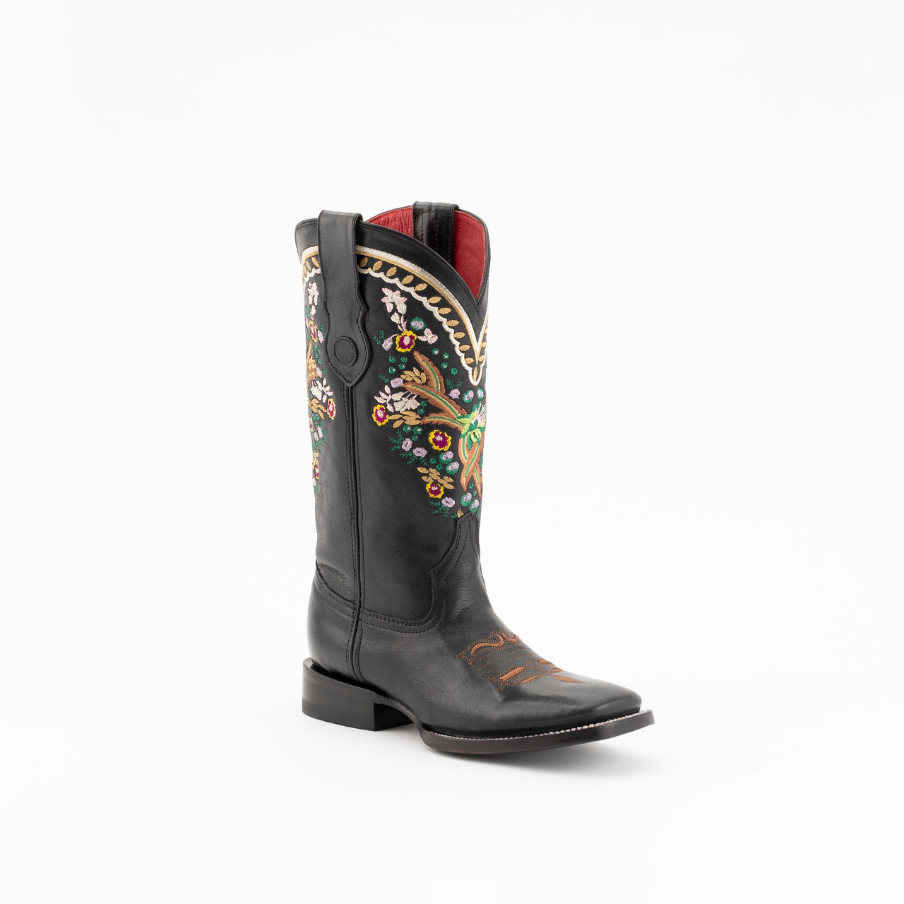 Women's Ferrini Flora Leather Boots Handcrafted Black - yeehawcowboy