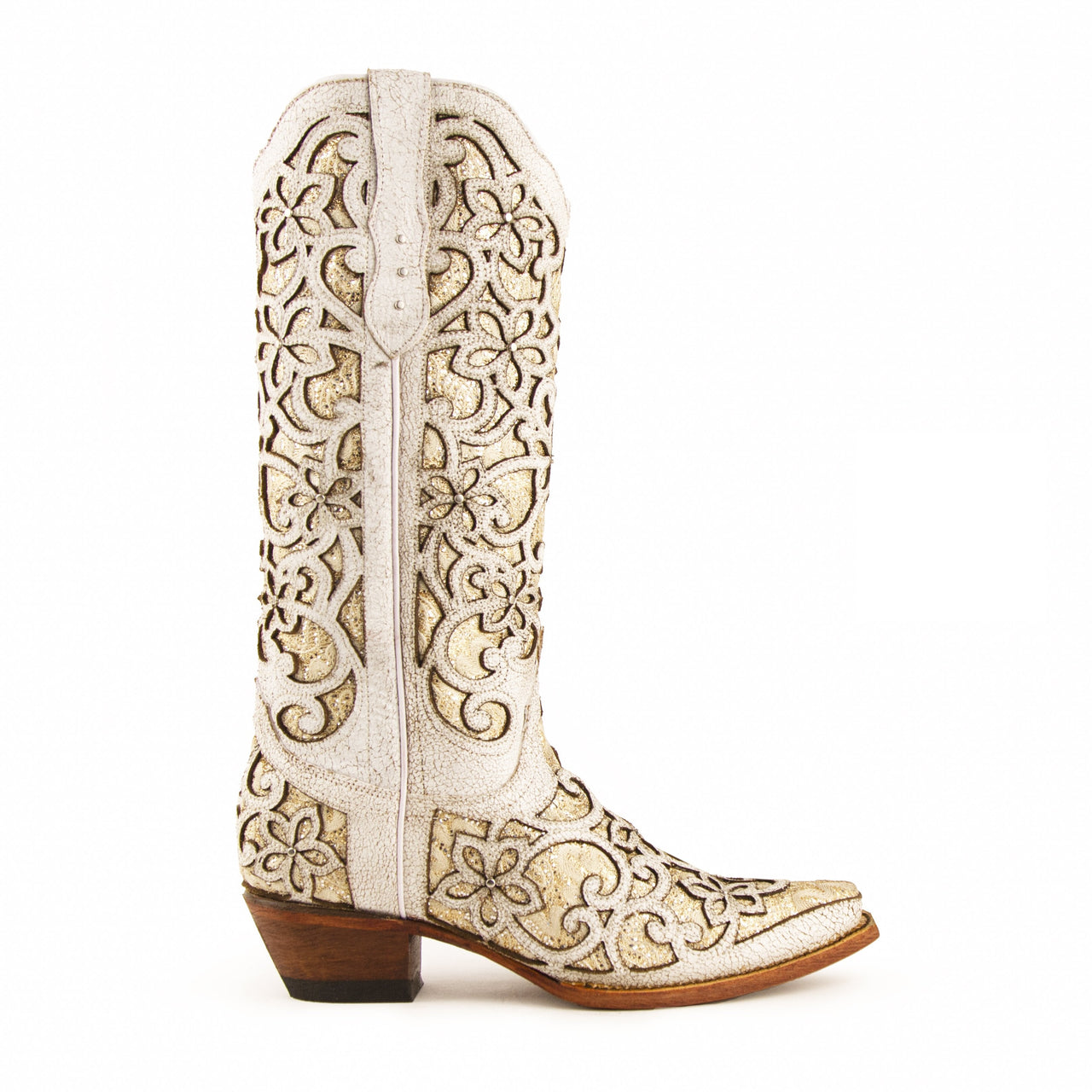 Women's Ferrini Bliss Leather Boots Handcrafted White - yeehawcowboy