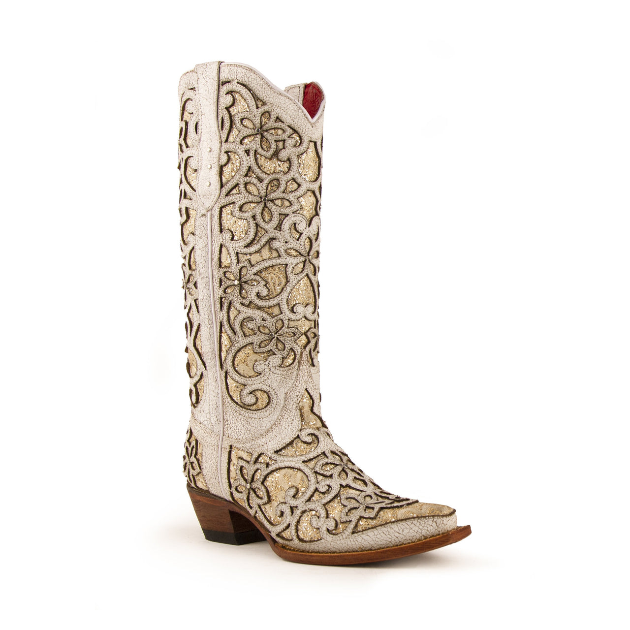 Women's Ferrini Bliss Leather Boots Handcrafted White - yeehawcowboy