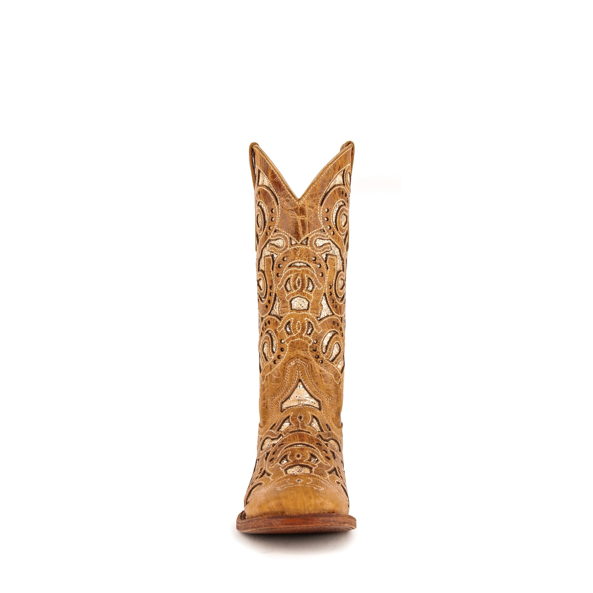 Women's Ferrini Horseshoe Leather Boots Handcrafted Antique Saddle - yeehawcowboy