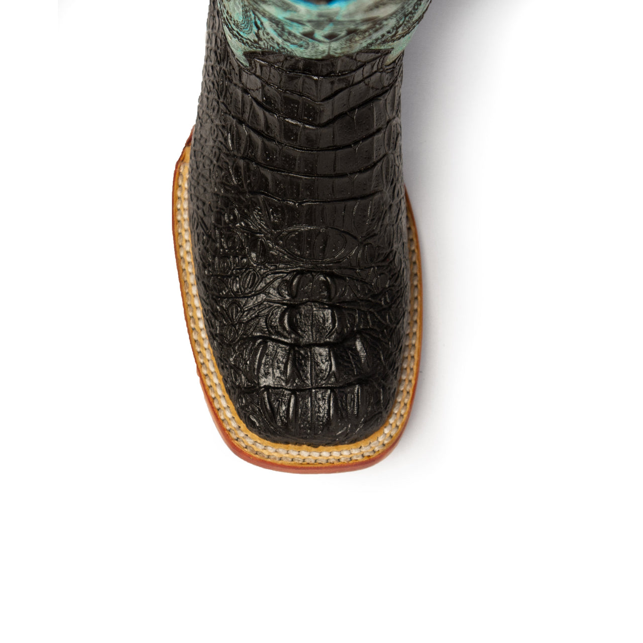 Women's Ferrini Stampede Caiman Print Boots Handcrafted Black - yeehawcowboy