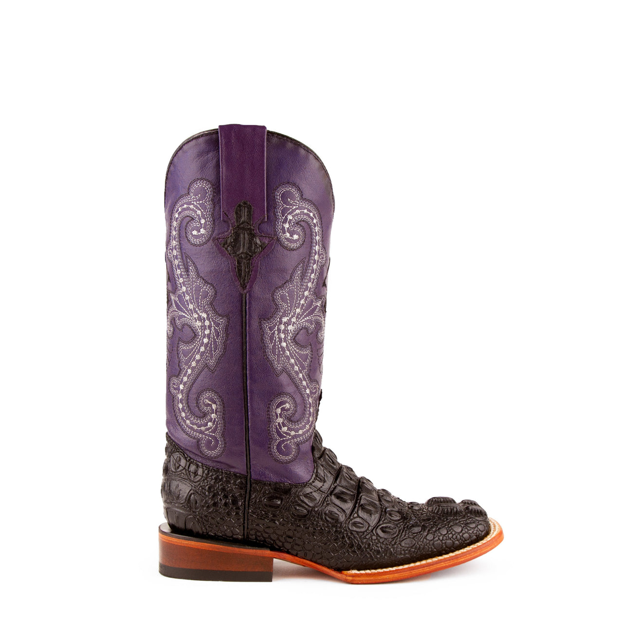 Women's Ferrini Rancher Caiman Print Boots Handcrafted Black - yeehawcowboy