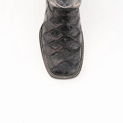 Women's Ferrini Bronco Pirarucu Print Boots Handcrafted Black - yeehawcowboy