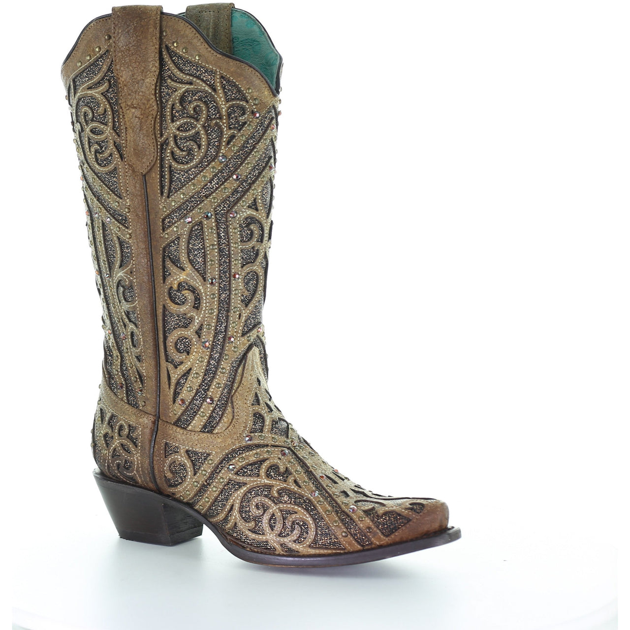 Women's Corral Leather Boots Handcrafted Straw - yeehawcowboy