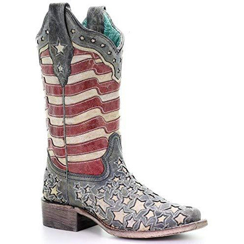 Women's Corral Glow in the Dark Western Boots Handcrafted Blue - yeehawcowboy