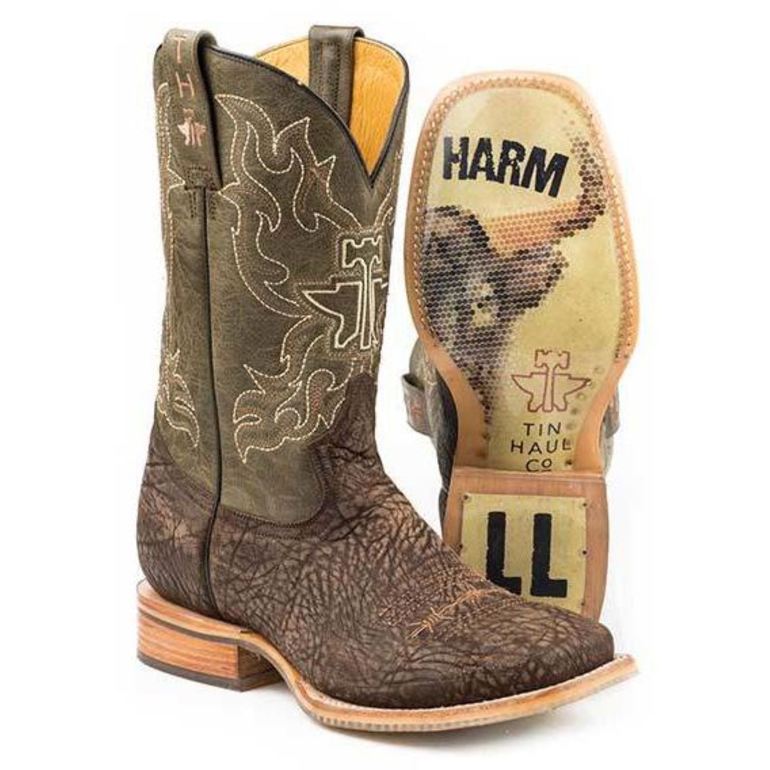Men's Tin Haul Take No Bull Boots With Do No Harm Sole Handcrafted Brown - yeehawcowboy