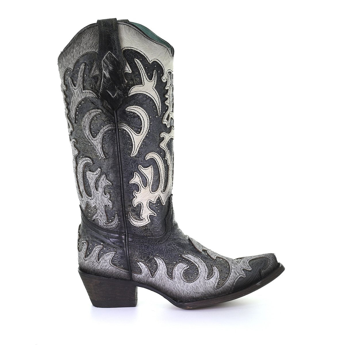 Women's Corral Leather Boots Handcrafted Black - yeehawcowboy