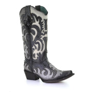 Women's Corral Leather Boots Handcrafted Black - yeehawcowboy