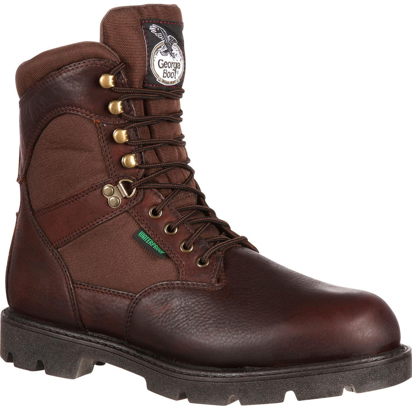 Men's Georgia Boots Homeland Waterproof Insulated Work Boots Brown - yeehawcowboy