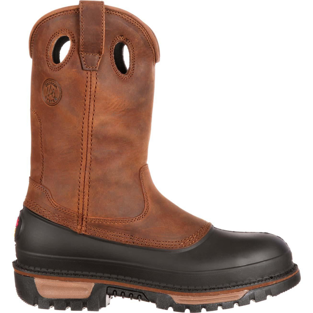 Men's Georgia Boots Muddog Steel Toe Waterproof Wellington Brown - yeehawcowboy