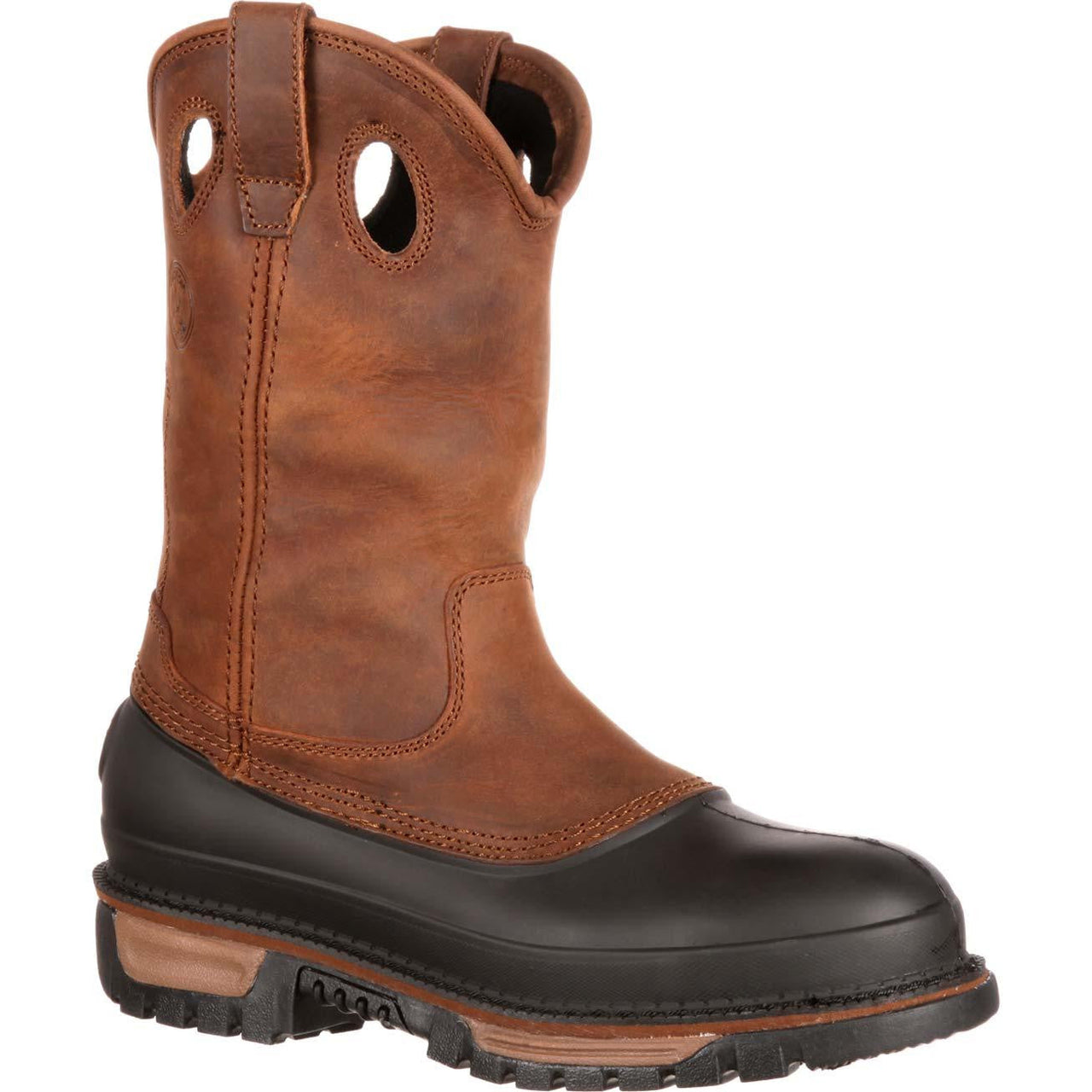 Men's Georgia Boots Muddog Steel Toe Waterproof Wellington Brown - yeehawcowboy