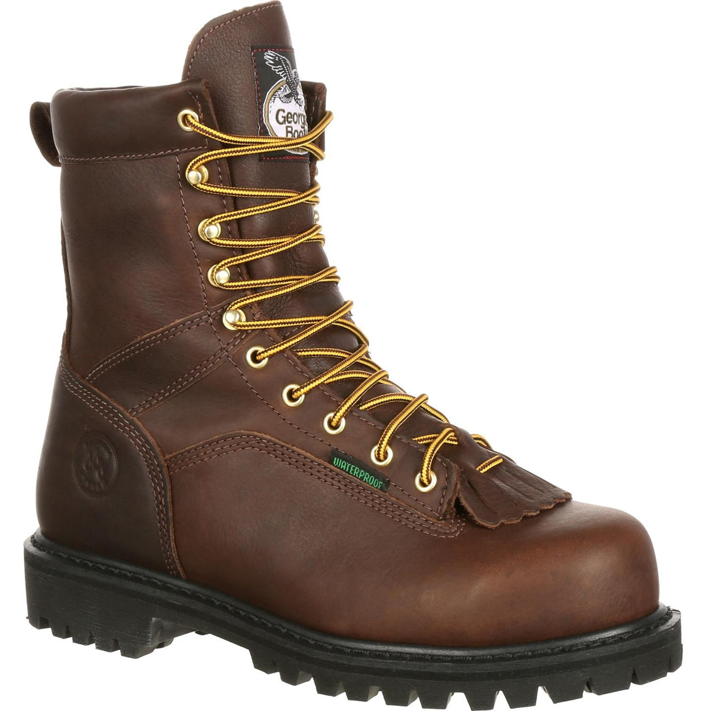 Men's Georgia Boots Lace-to-Toe Steel Toe Waterproof Work Boots Brown - yeehawcowboy