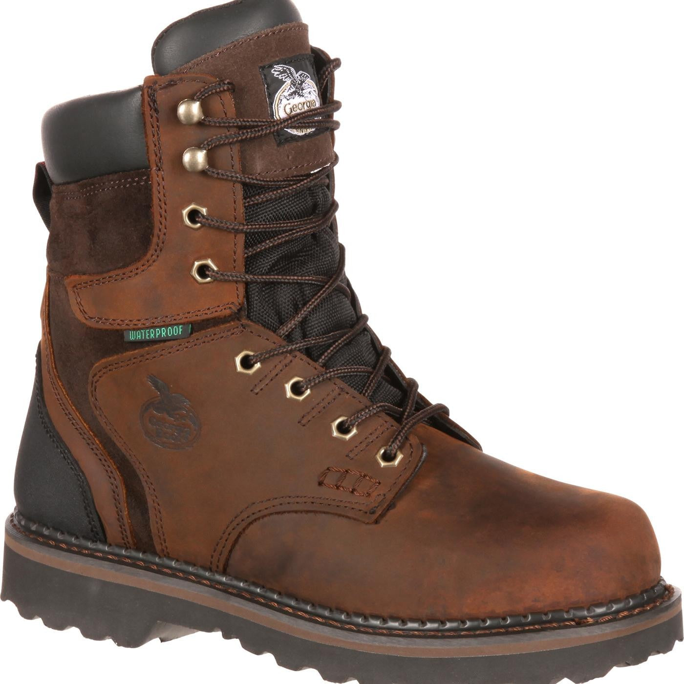 Men's Georgia Boots Brookville Waterproof Work Boots Brown - yeehawcowboy