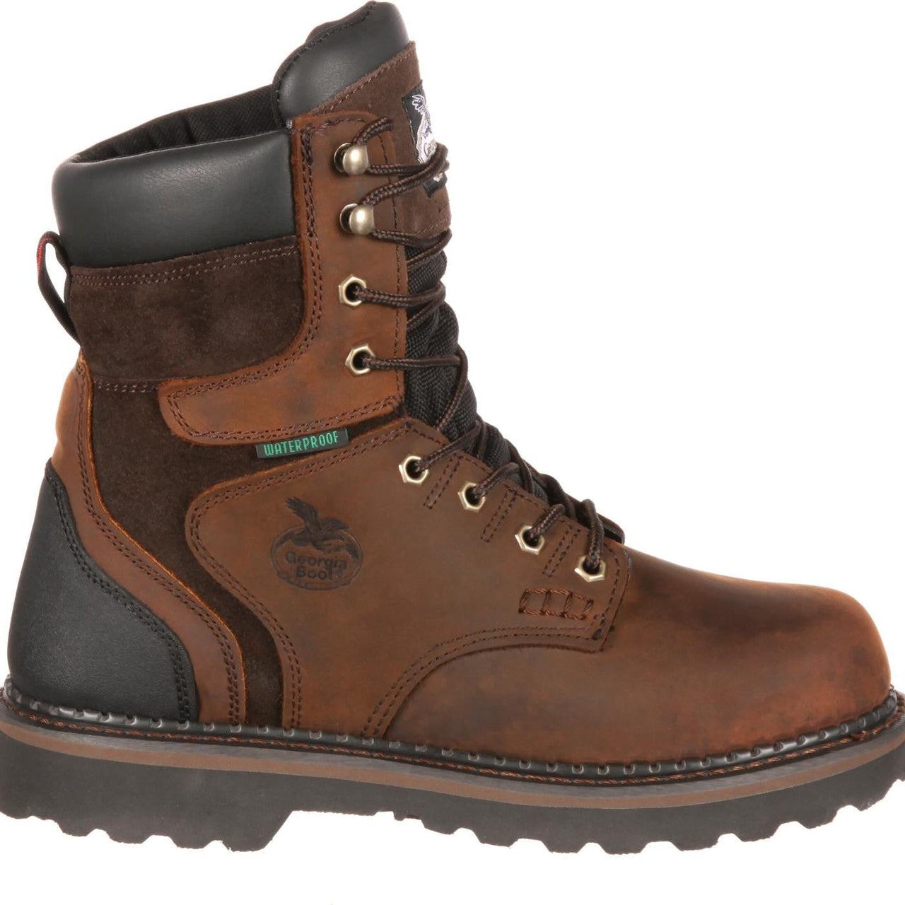 Men's Georgia Boots Brookville Steel Toe Waterproof Work Boots Brown - yeehawcowboy