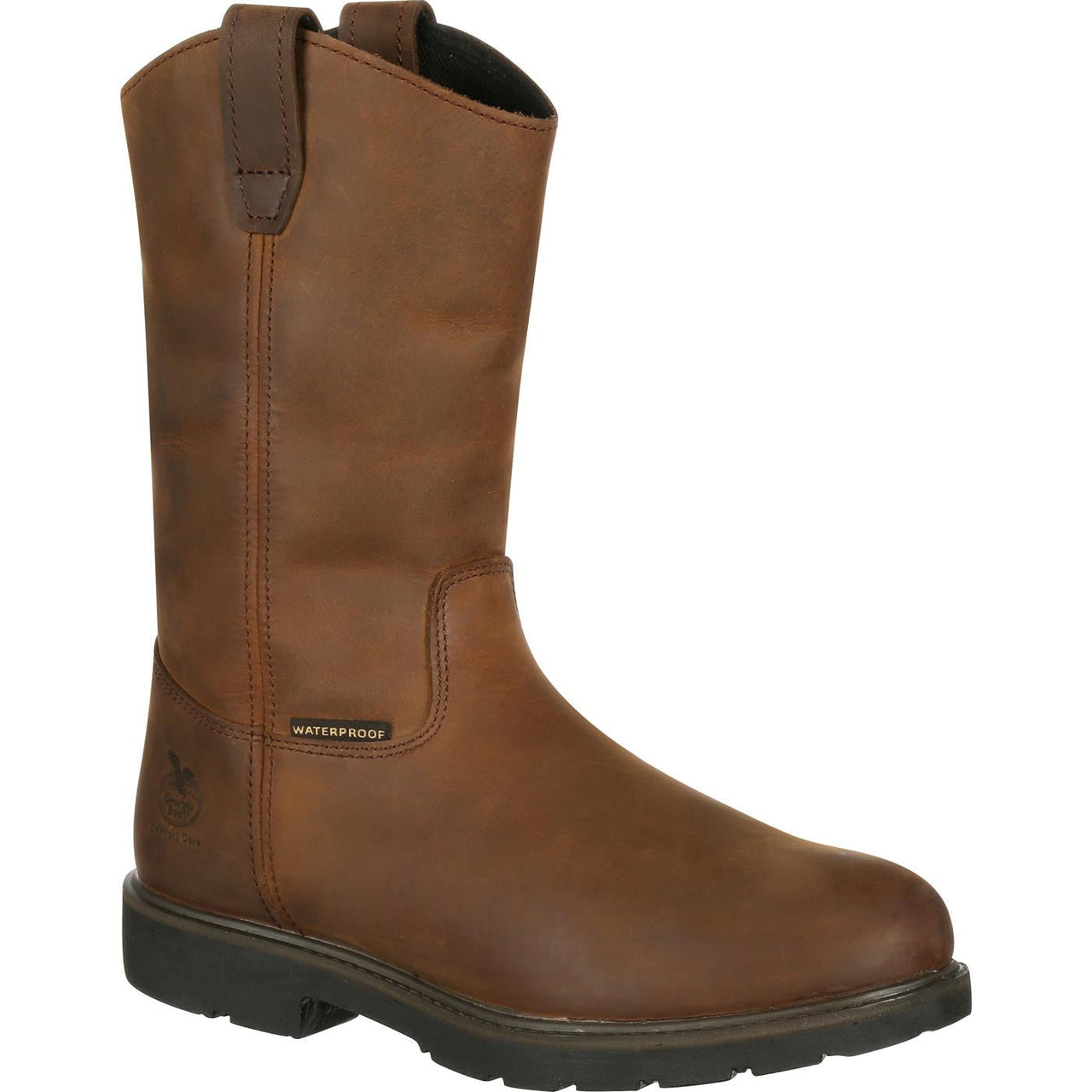 Men's Georgia Boots Suspension System Waterproof Wellington Work Boots Brown - yeehawcowboy