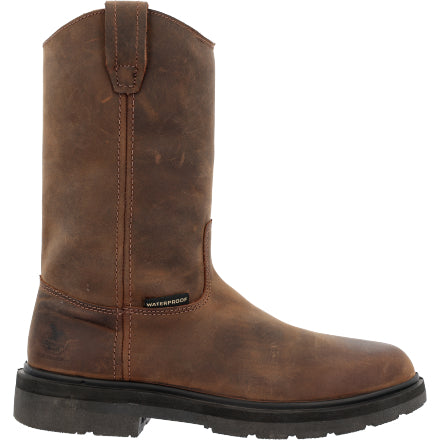 Men's Georgia Boots Suspension System Waterproof Wellington Work Boots Brown - yeehawcowboy