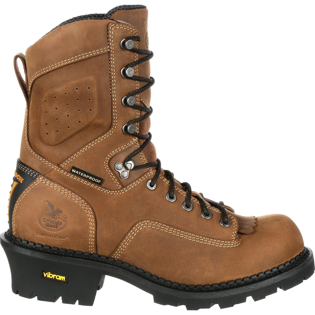 Men's Georgia Boots Comfort Core Composite Toe Waterproof Insulated Logger Work Boots Brown - yeehawcowboy