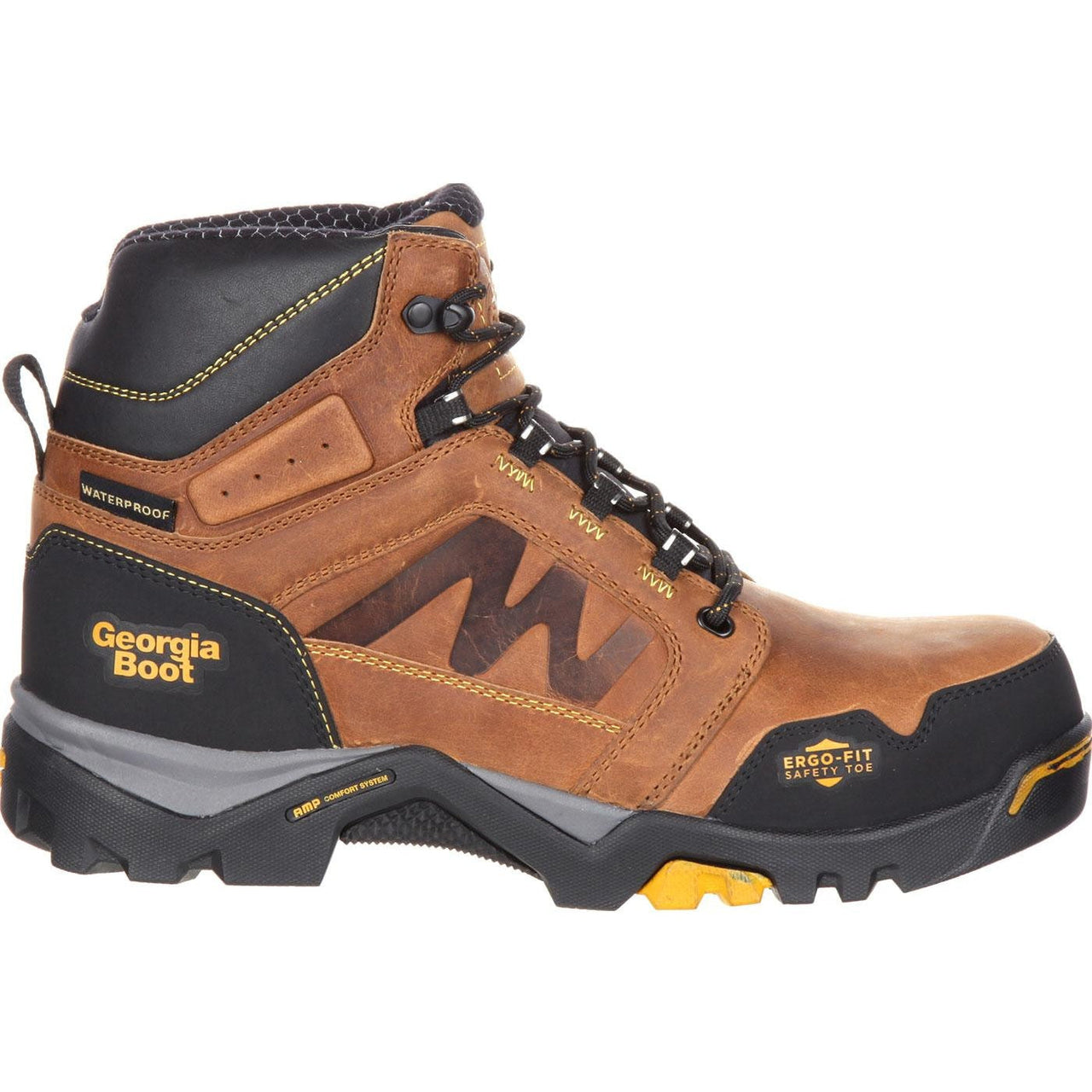 Men's Georgia Boots Amplitude Composite Toe Waterproof Work Boots Brown - yeehawcowboy