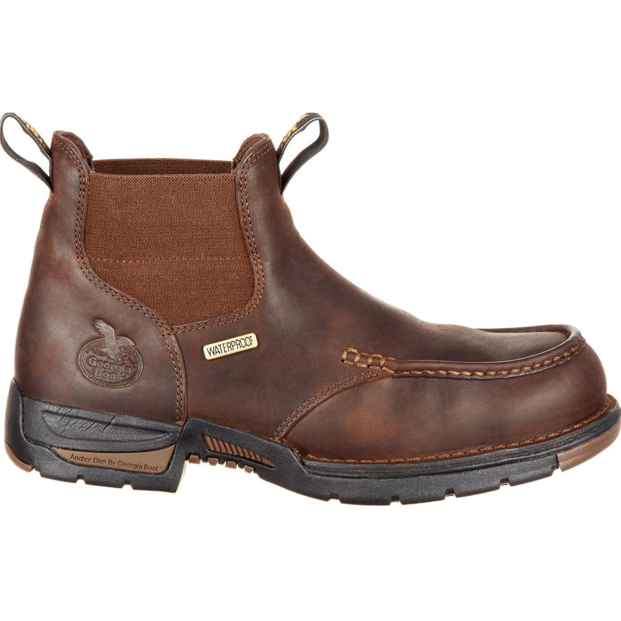 Men's Georgia Boots Athens Chelsea Waterproof Work Boots Brown - yeehawcowboy