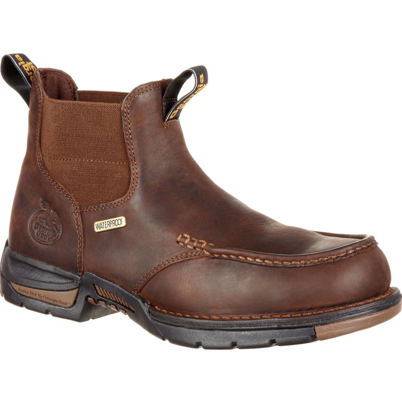 Men's Georgia Boots Athens Chelsea Waterproof Work Boots Brown - yeehawcowboy