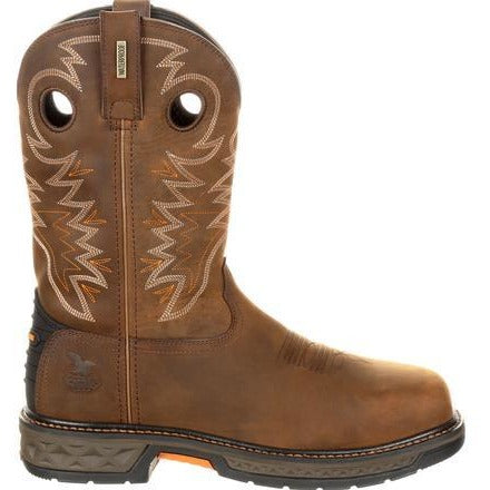 Men's Georgia Boots Carbo-Tec Lt Alloy Toe Waterproof Pull-On Boots Brown - yeehawcowboy