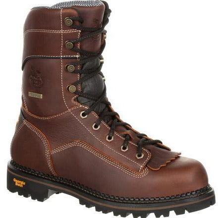 Men's Georgia Boots Amp Lt Logger Low Heel Waterproof Work Boots Brown - yeehawcowboy