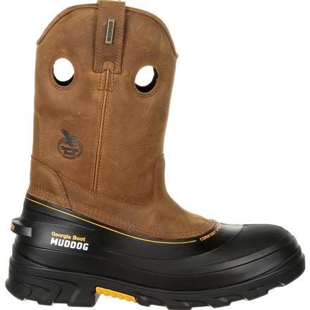 Men's Georgia Boots Muddog Composite Toe Waterproof Work Wellington Burracuda Gold - yeehawcowboy
