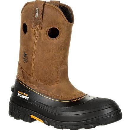 Men's Georgia Boots Muddog Composite Toe Waterproof Work Wellington Burracuda Gold - yeehawcowboy