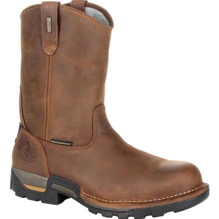 Men's Georgia Boots Eagle One Waterproof Pull On Work Boot Brown - yeehawcowboy