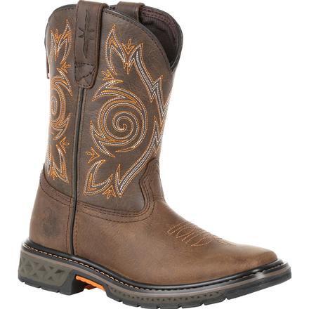 Kid's Georgia Boots Carbo-Tec Lt Big Kids Brown Pull-On Boots Soft Toe - yeehawcowboy