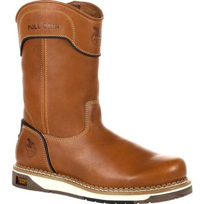 Men's Georgia Boots Amp Lt Wedge Pull On Work Boots Brown - yeehawcowboy