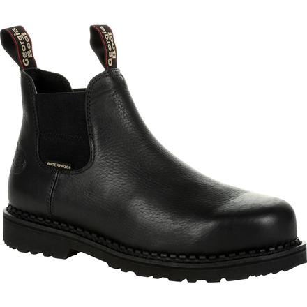 Men's Georgia Giant Revamp Waterproof Chelsea Work Boots Black - yeehawcowboy