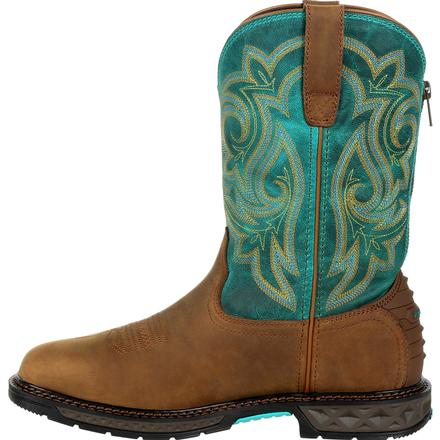 Women's Georgia Boots Carbo-Tec Lt  Steel Toe Waterproof Pull-On Boots Brown - yeehawcowboy
