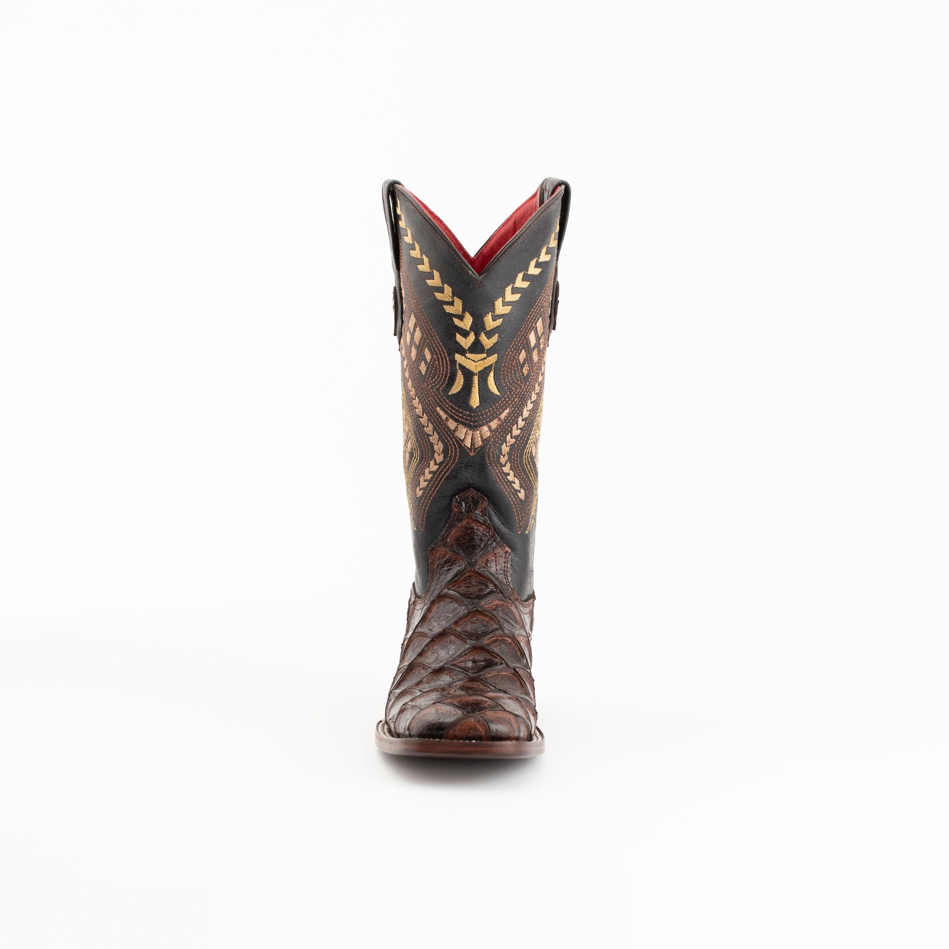 Women's Ferrini Bronco Pirarucu Print Boots Handcrafted Chocolate - yeehawcowboy