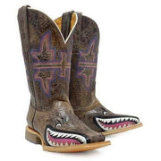 Kid's Tin Haul Sharky Boots Handcrafted Brown - yeehawcowboy
