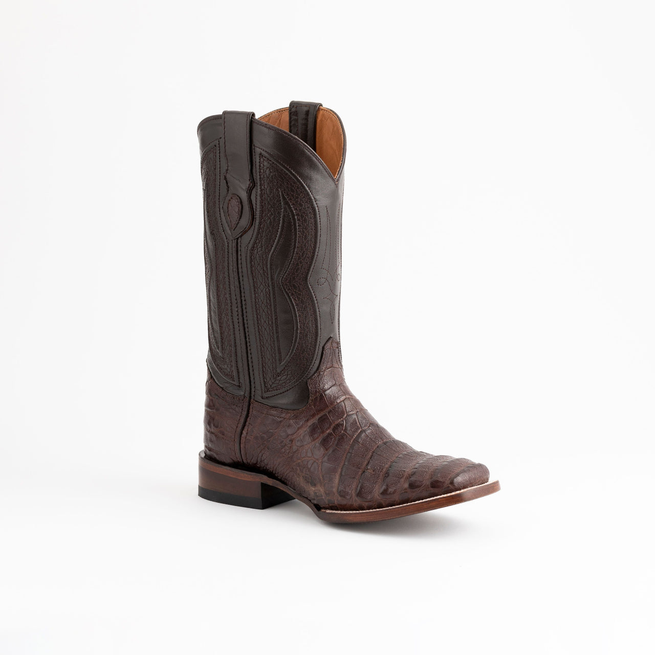 Men's Ferrini Dakota Caiman Belly Boots Handcrafted Chocolate - yeehawcowboy