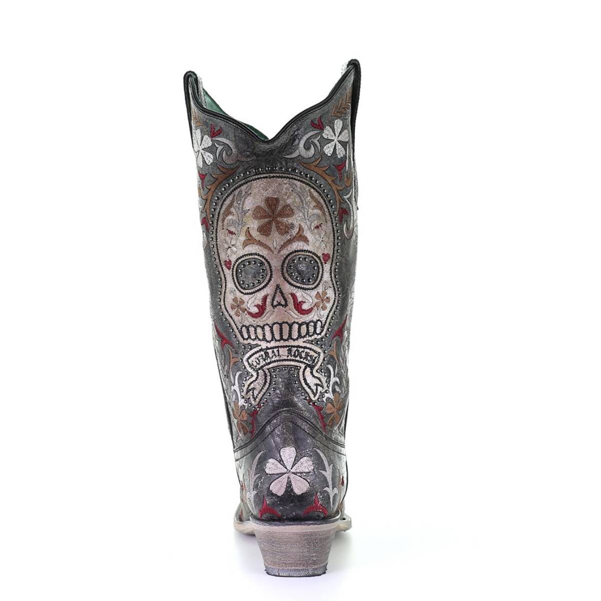 Women's Corral Sugar Skull Boots Handcrafted Black - yeehawcowboy