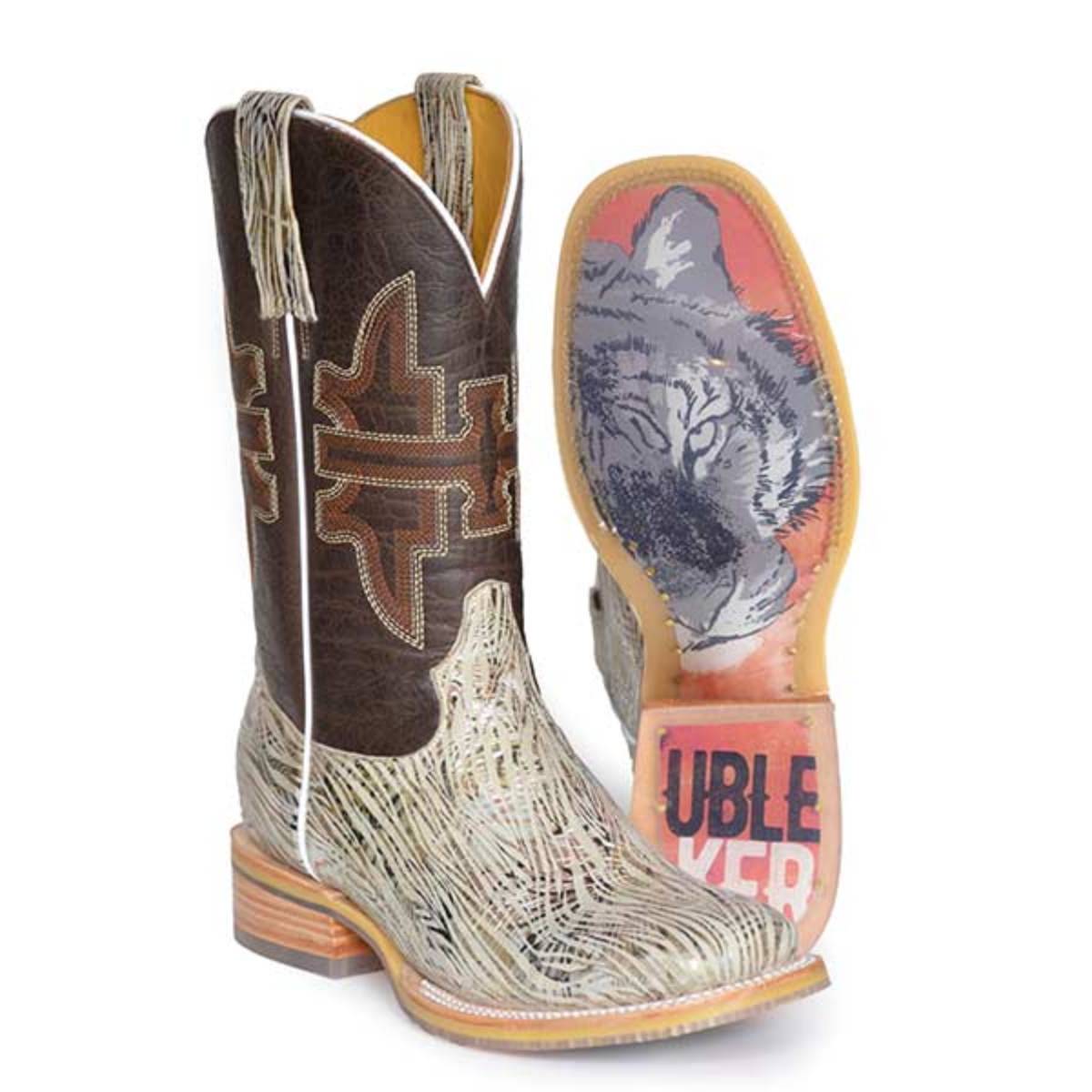 Women's Tin Haul Golden Tiger Trouble Maker Sole Boots Handcrafted Brown - yeehawcowboy