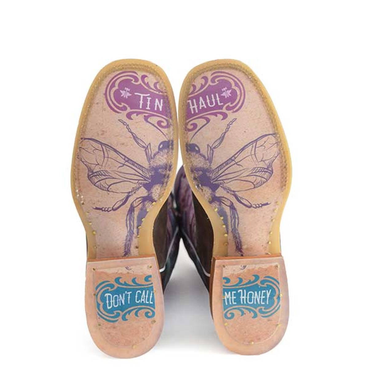 Women's Tin Haul Honeylicious Honey Bee Sole Boots Handcrafted Brown - yeehawcowboy