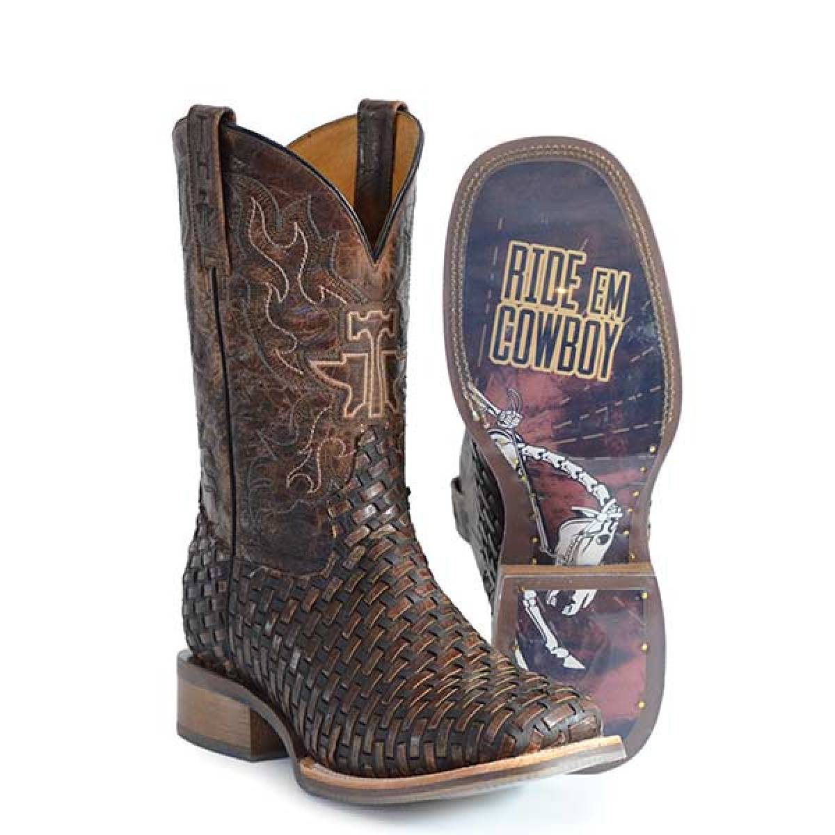 Men's Tin Haul Lacer Boots X-Ray Sole Handcrafted Brown - yeehawcowboy