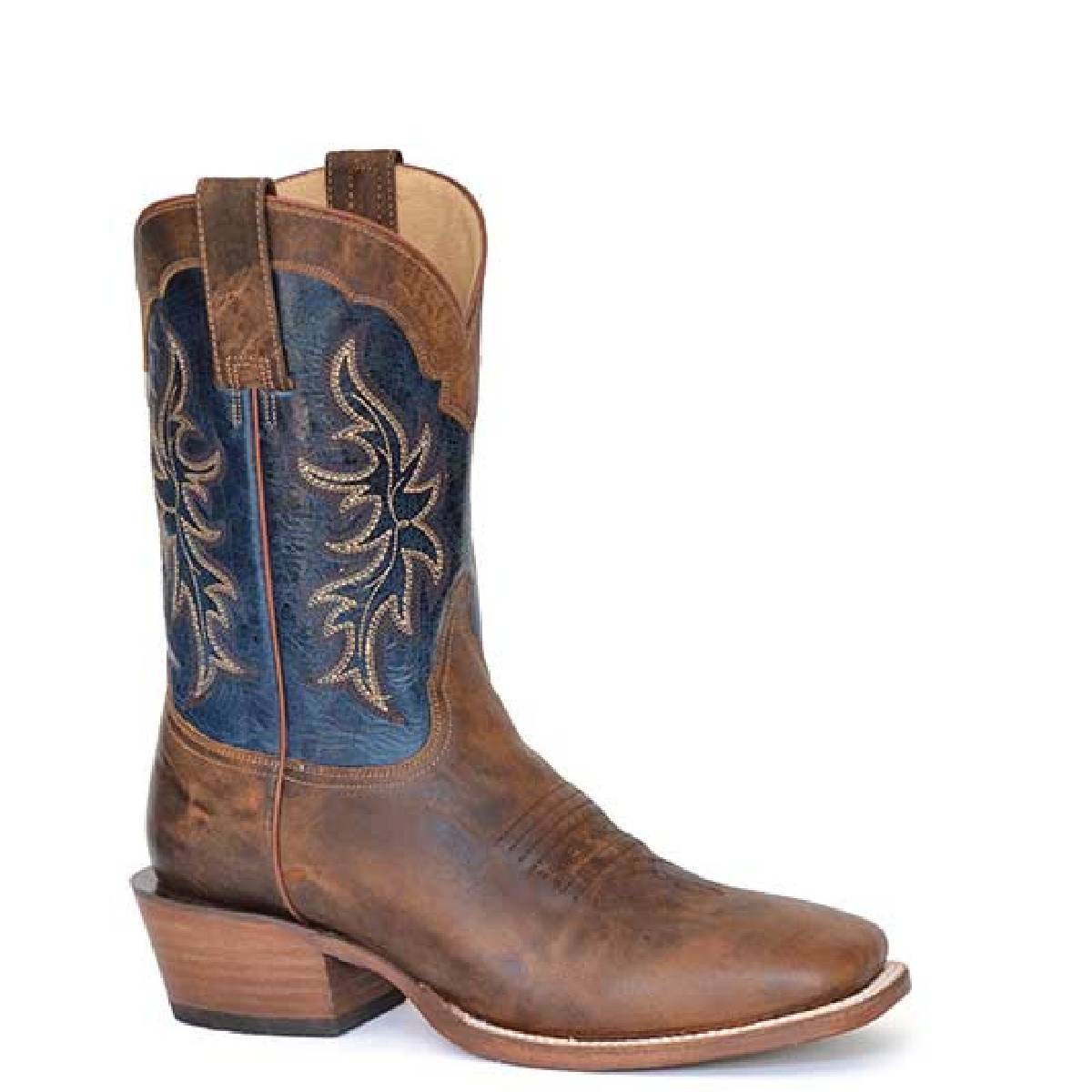 Men's Roper Ride 'Em Cowboy Leather Boots Handcrafted Tan - yeehawcowboy