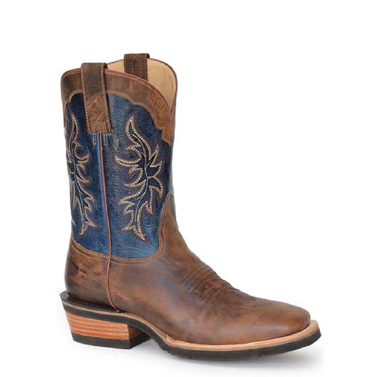Men's Roper Ride 'Em Cowboy Leather GEO Sole Boots Handcrafted Tan - yeehawcowboy