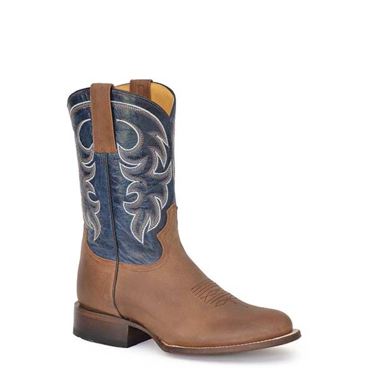 Men's Roper Rowdy Leather Boots Handcrafted Tan - yeehawcowboy