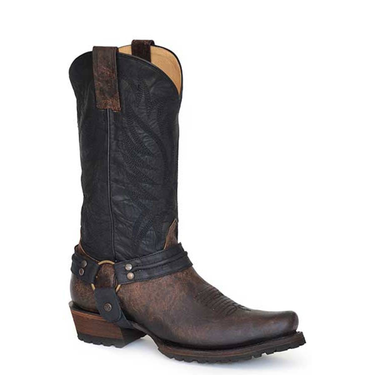 Men's Roper Desert Sand Harness Leather Lug Sole Boots Handcrafted Brown - yeehawcowboy