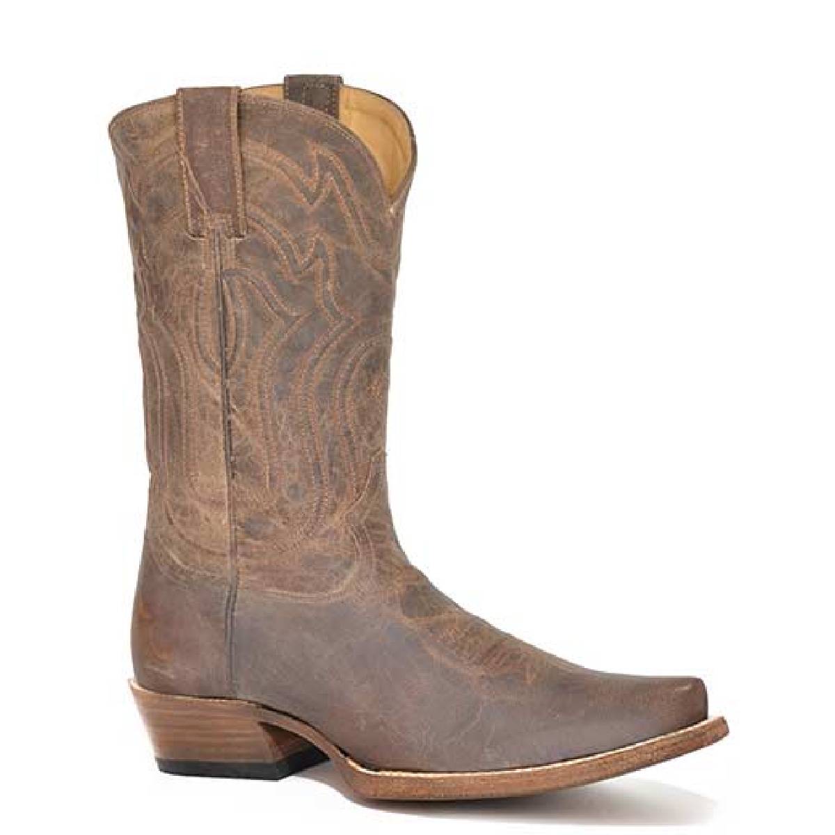 Men's Stetson Roughstock Leather Boots Handcrafted Oiled Tan - yeehawcowboy