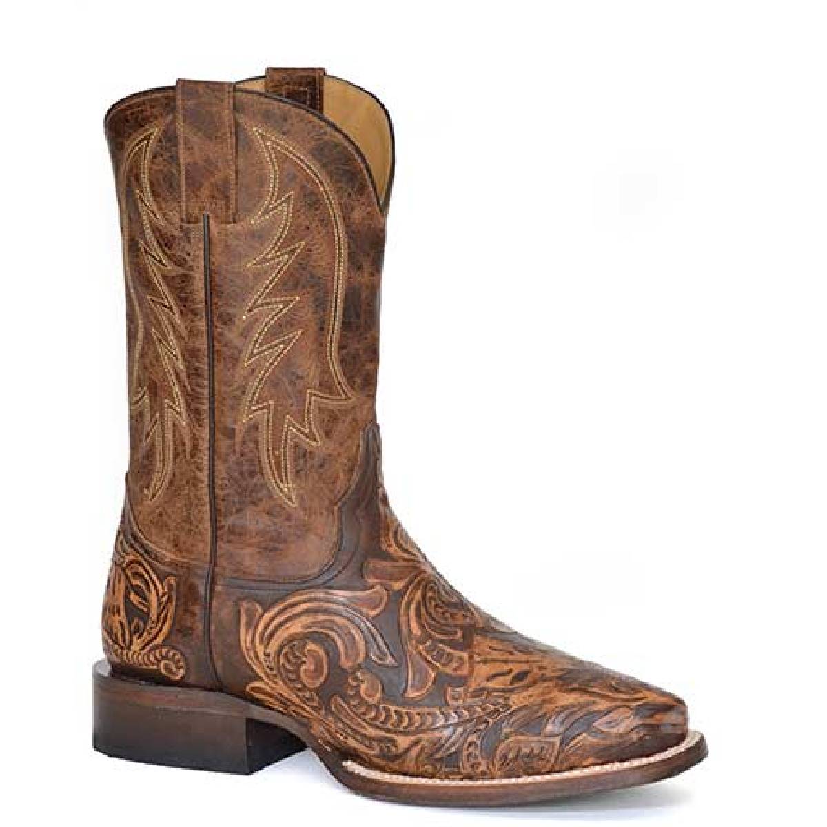 Men's Stetson Legend Leather Boots Handcrafted Brown - yeehawcowboy